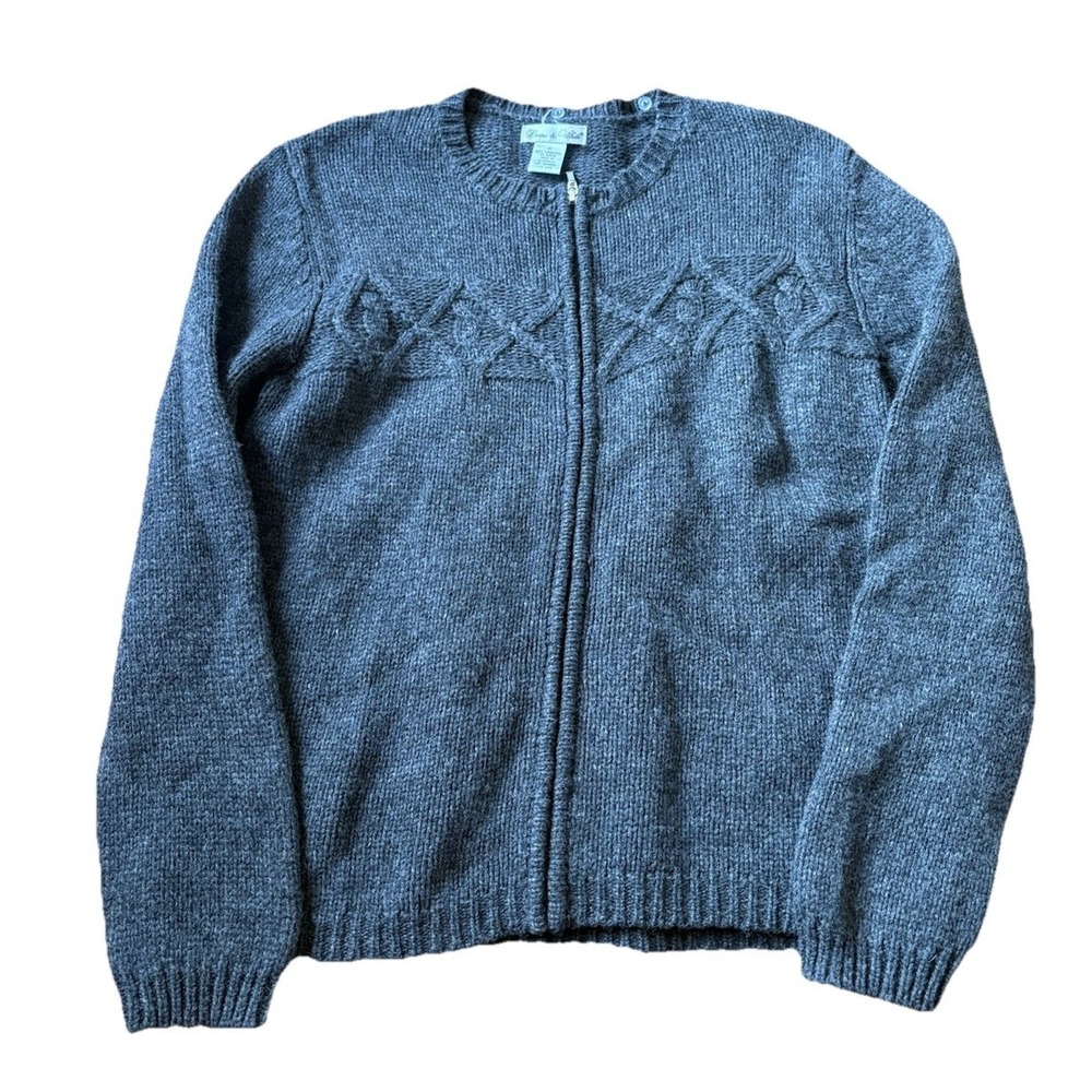 Deane & White‎ Black 100% Lambs Wool Full Zip Size Medium Knit Austrailia